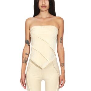 Sammy miro open seam scarf top in ivory
